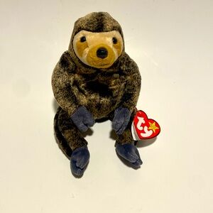 Vintage TY Beanie Babies Slowpoke Sloth w/Tag Errors